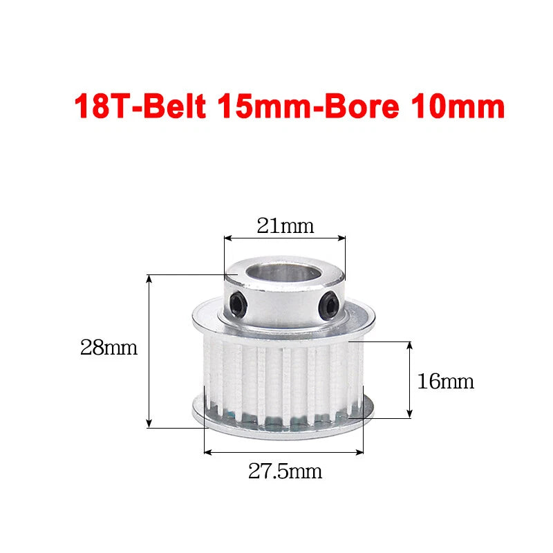 5M Timing Belt Pulley 10T 12T 14T 15T 16T 18T Bore 5mm-12mm for 15mm Width Belt