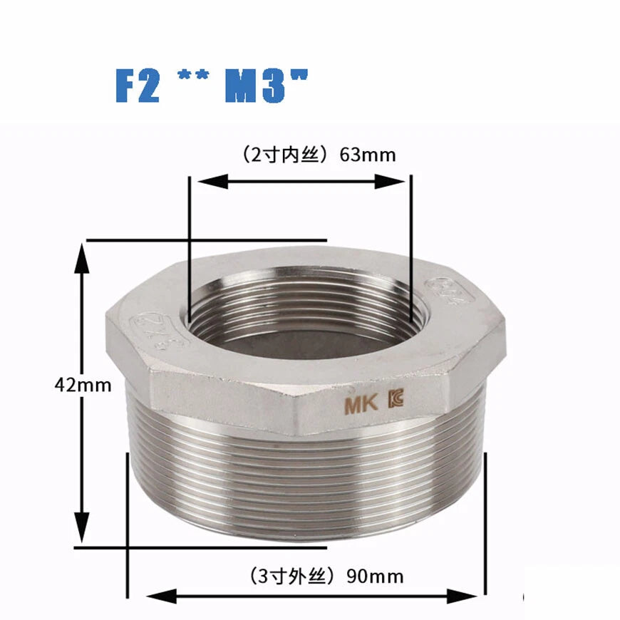 BSP Male to Female Reducing Bush Stainless Steel Pipe Fitting Adapter