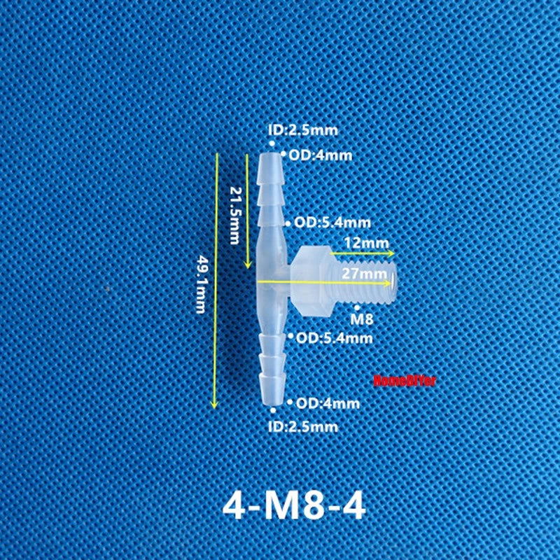 T Piece Joiner 3-Way Plastic Barb Connector | Pipe Hose Male Thread Fitting