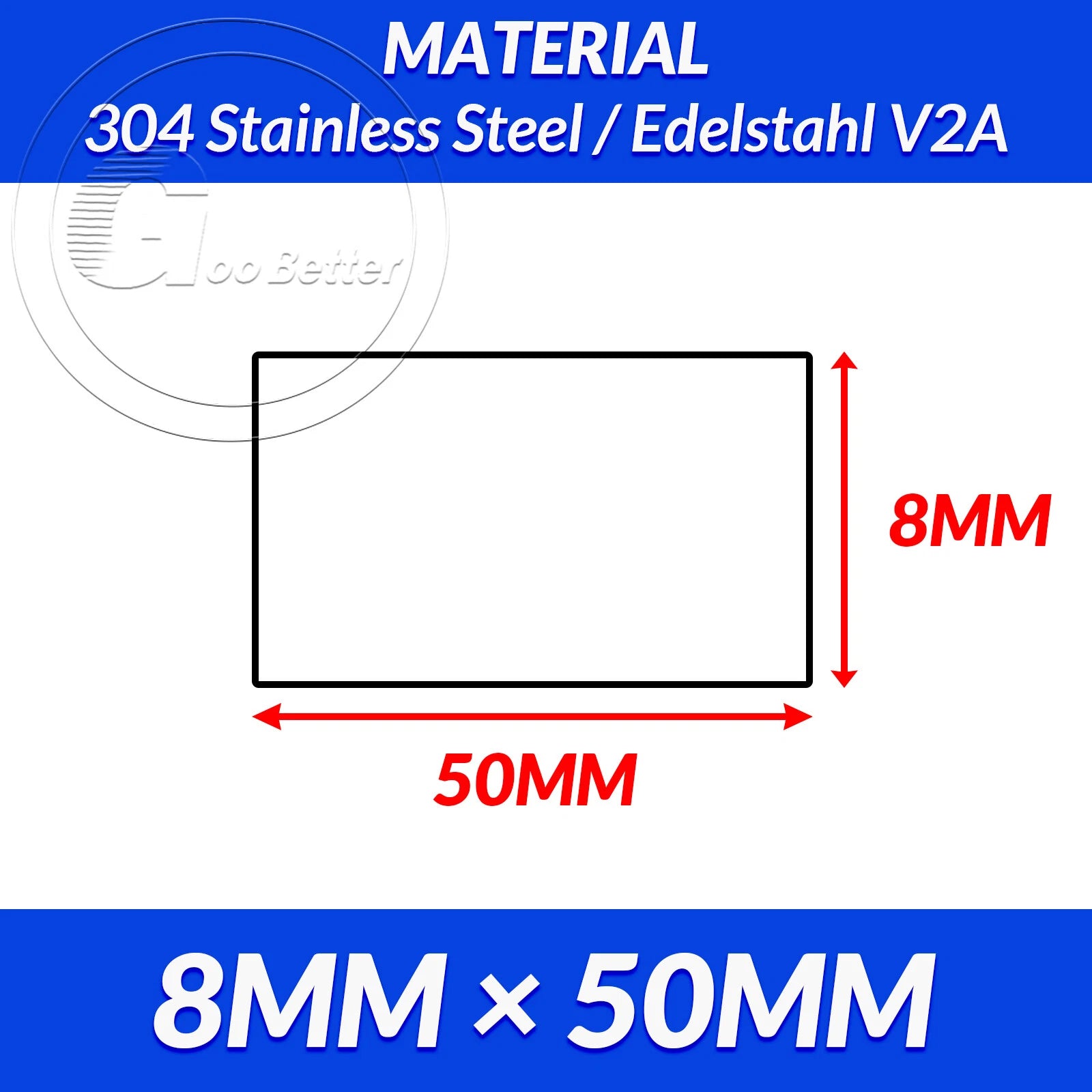 304 A2 Stainless Steel Flat Bar Metal Plate Strip Width 10MM-80MM Length 300MM