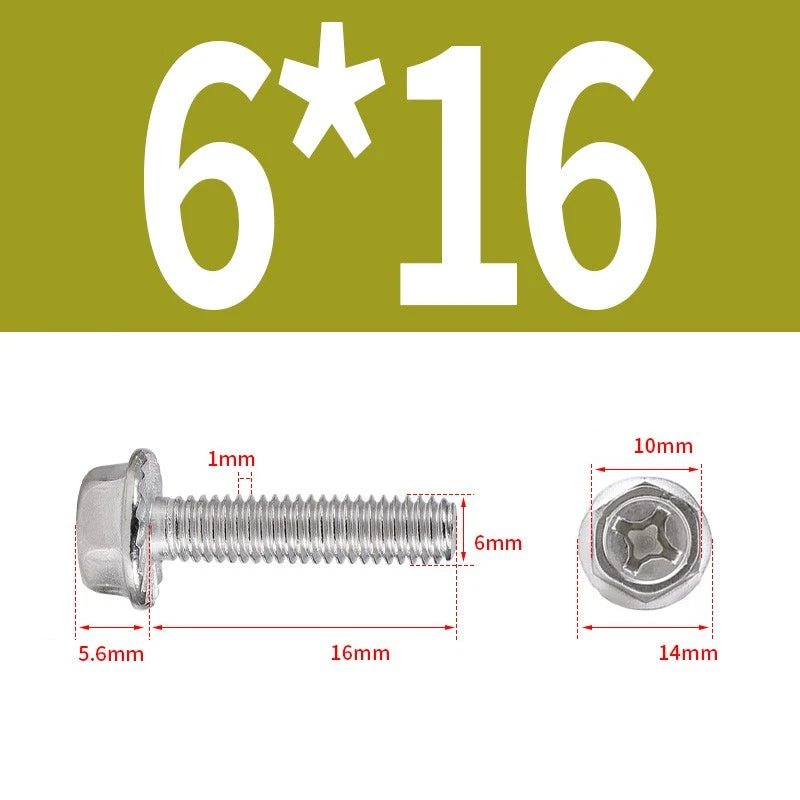 Phillips Hex Flange Screws 304 Stainless Steel M3–M8 | Dentate & Flat Flange - HomeDIYer