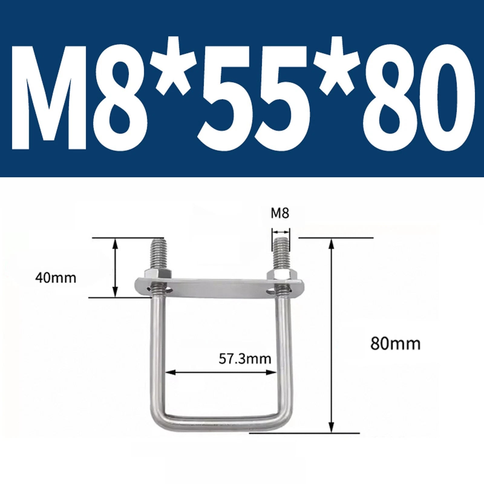 M6 M8 M10 M12 U Bolt Plates & Nuts Standard U-Bolts Stainless Steel 304 Trailer