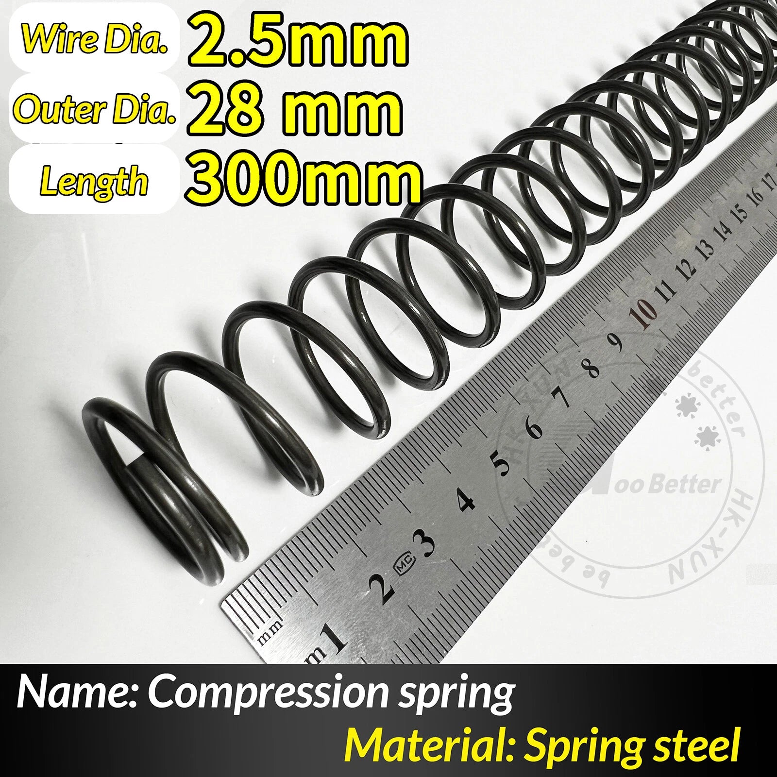 Compression Spring Pressure Springs, Wire Dia 2-3.5mm, OD 10-60mm, Length 300mm