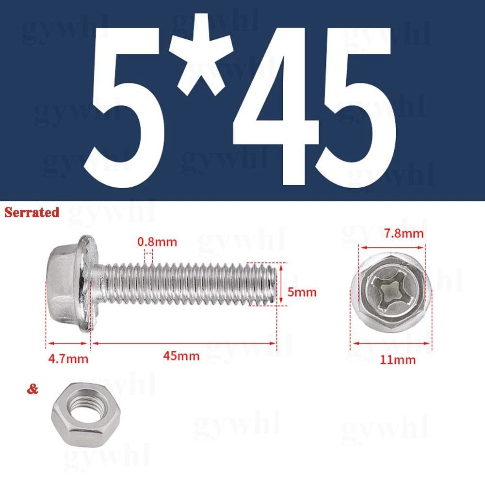Phillips Hex Flange Bolts with Hex Nuts — Serrated & Smooth, M3–M8