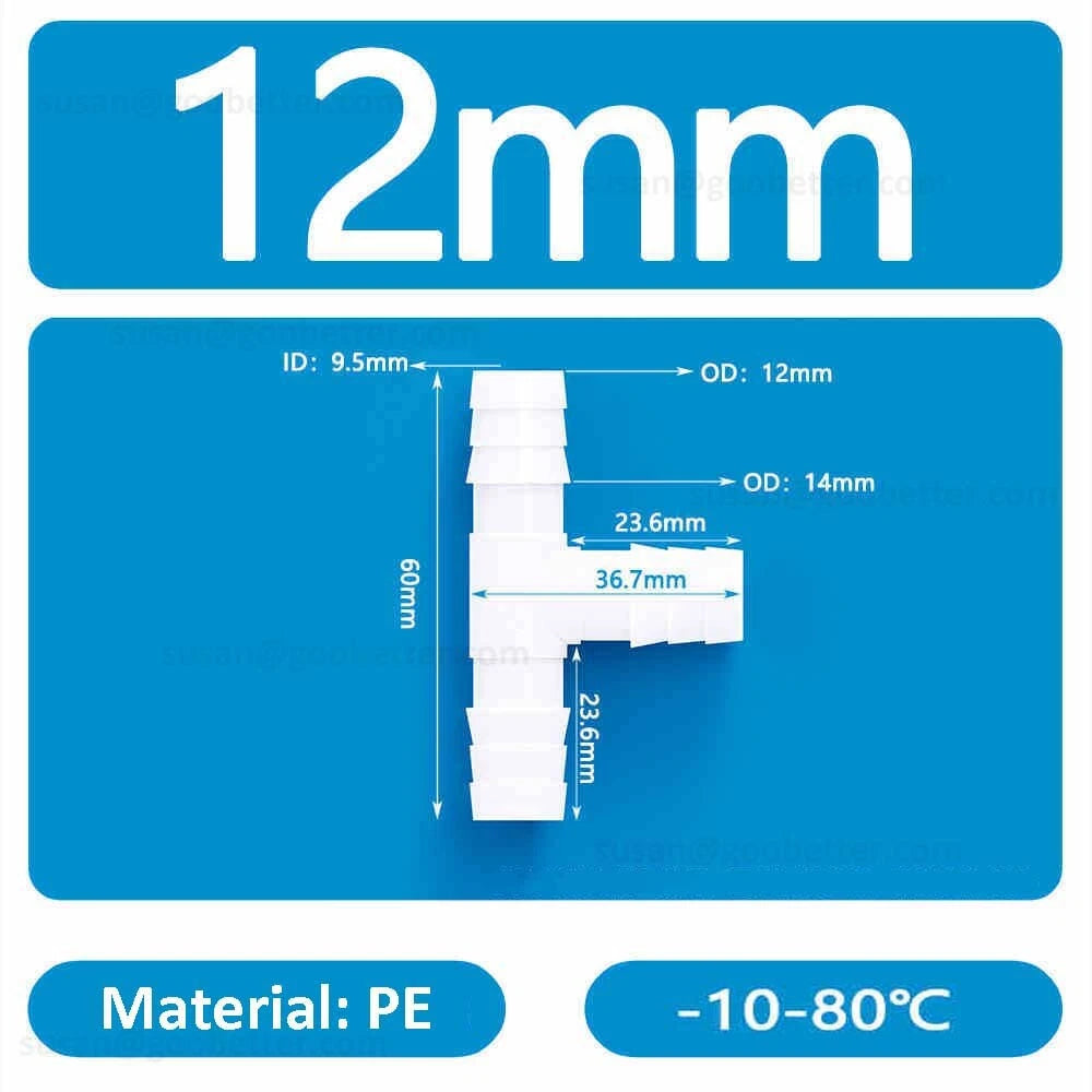 Plastic Barbed Hose Connectors — T-Piece, Elbow & Straight Fittings for Air & Water Lines