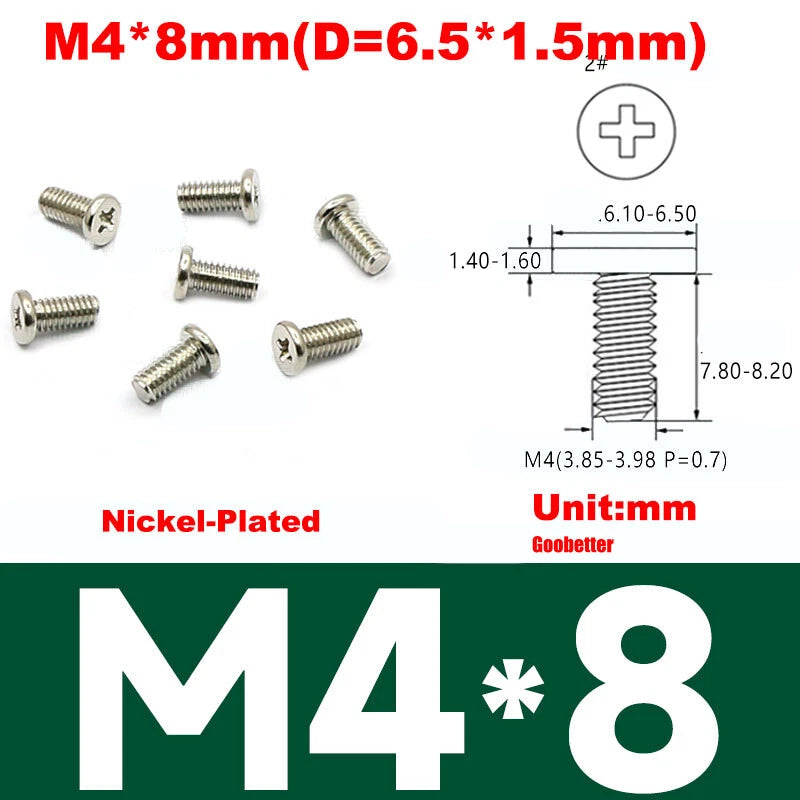 CM2/CM2.5/CM3/CM4 Ultra Thin Wafer Flat Head Phillips Screws – For Laptop & Computer Repair (M2–M4)