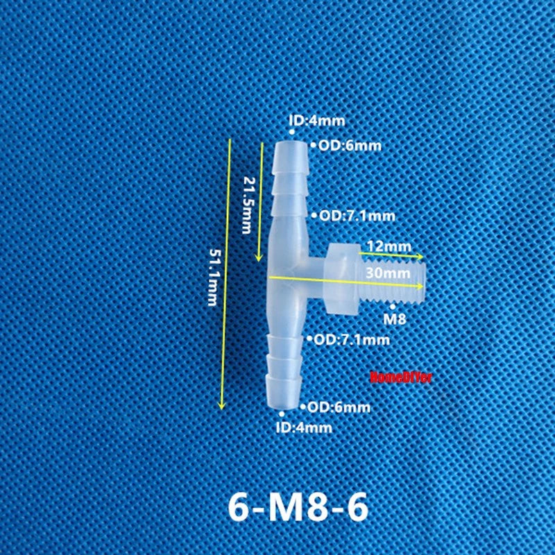 T Piece Joiner 3-Way Plastic Barb Connector | Pipe Hose Male Thread Fitting