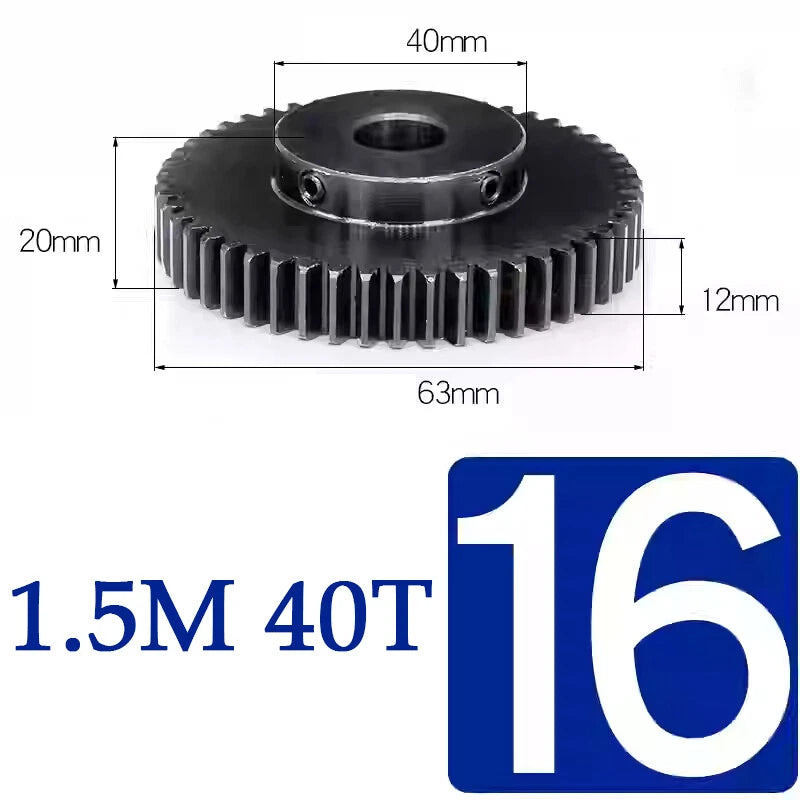 Spur Gears 1.5 Mod Transmission Gear With Step 45#Steel Pinion Motor Gear 15~50T