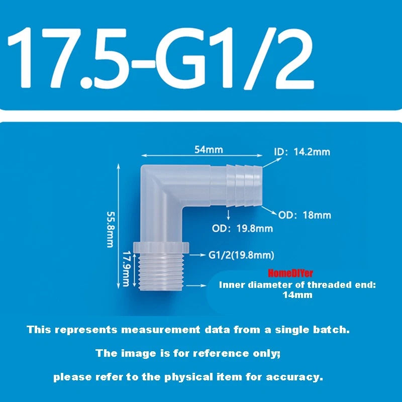 Male Thread Barbed 90° Elbow Hose Connector — Plastic Pipe Fitting with Washer