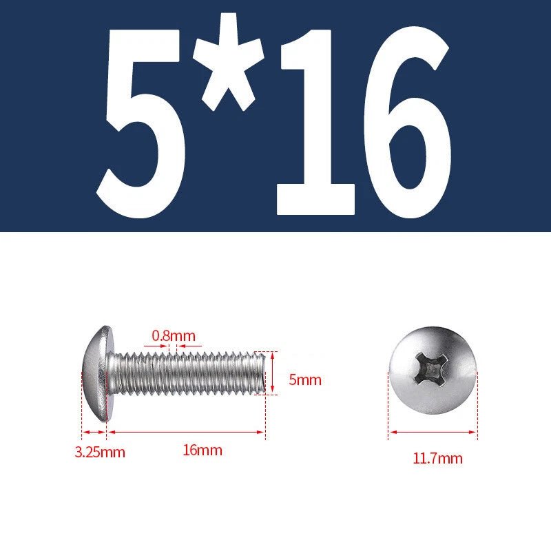 Phillips Button Head Machine Screws — Steel M2 M2.5 M3 M4 M5 M6 - HomeDIYer