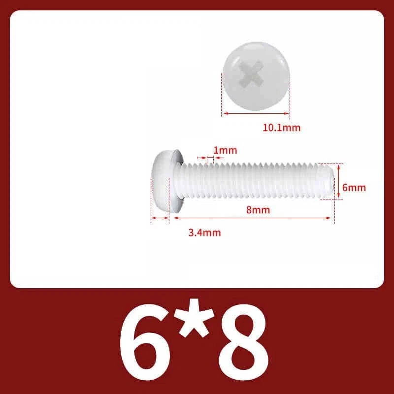 White Nylon Phillips Pan Head Machine Screws – M2 to M8, Non‑Conductive & Corrosion‑Free (PA66)