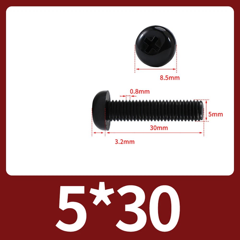 M5 M6 M8 Nylon Phillips Pan Head Machine Screws – Black & White - HomeDIYer