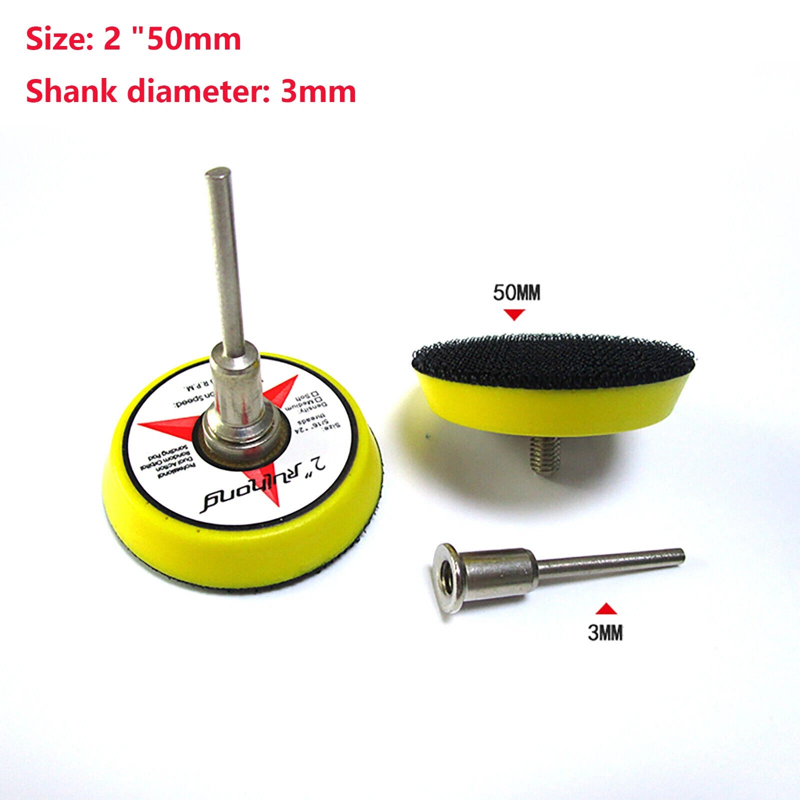Hook & Loop Backing Pads for Dremel Rotary Tools — 25mm 30mm 50mm 75mm with M6 M8 Thread & 2.35/3/6mm Shank