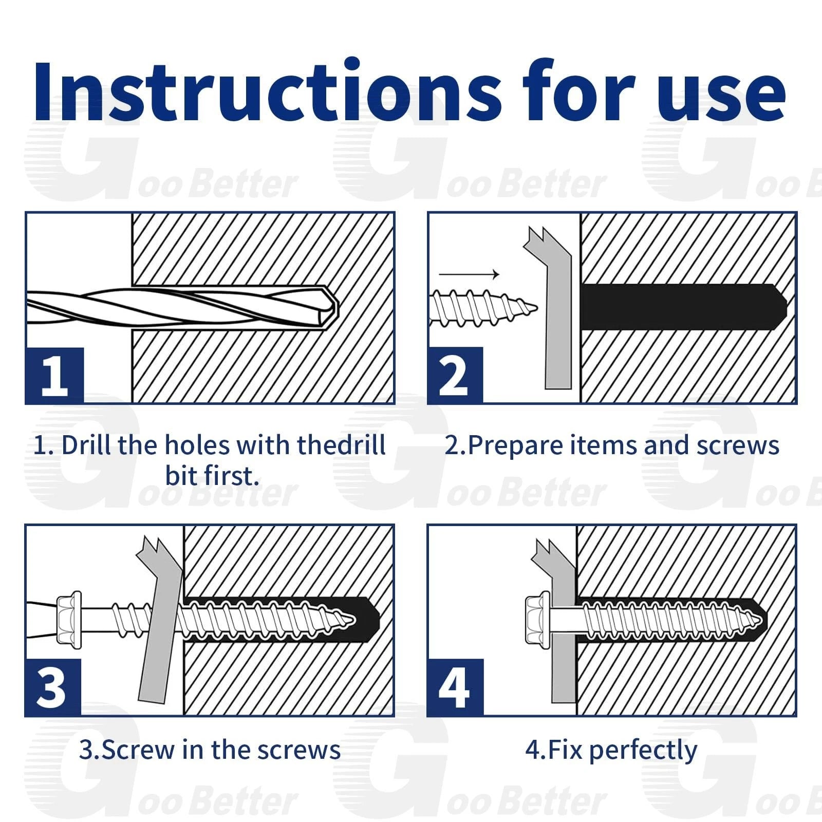 200pcs Concrete Screws Masonry Brick Tapscrews Hex Multi Drive Head Blue Tapcon