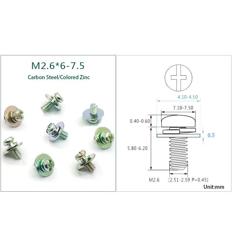 M2 M2.6 M4 Phillips Pan Head Machine Screws with Built - In Washer — Carbon Steel, Nickel / Black / Colored Zinc - HomeDIYer