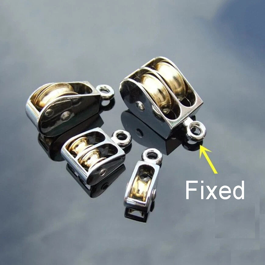 Metal Single Double Sheave Pulley Brass Wheel Swivel-Fixed Eye Lifting Rope