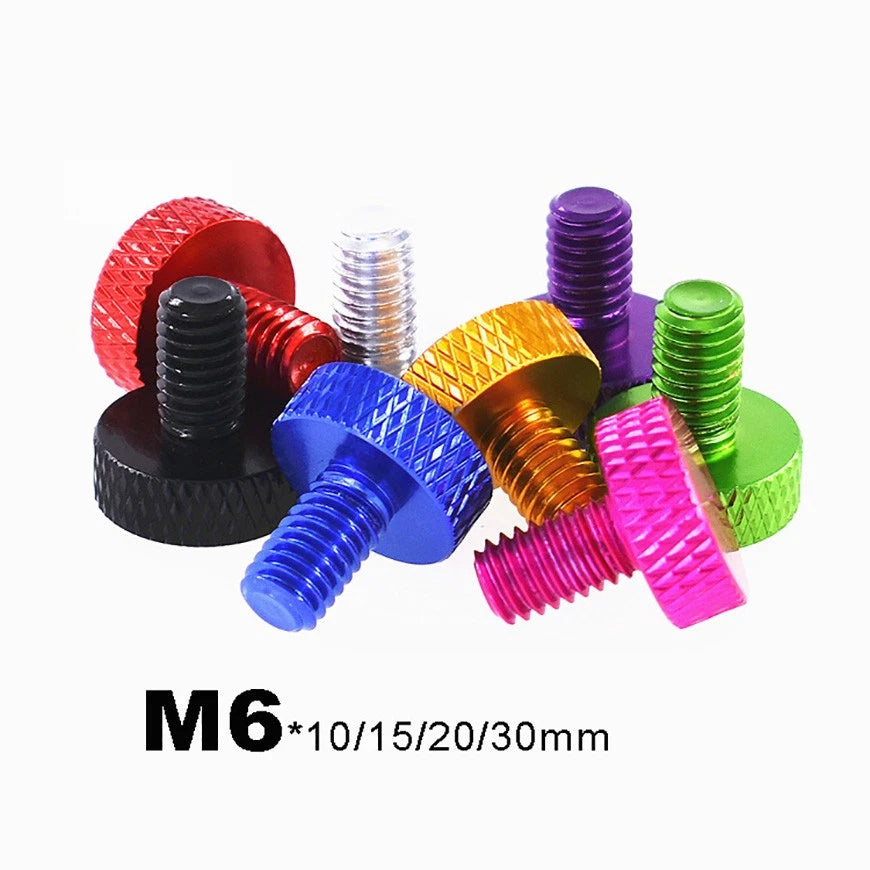 M6*10/15/20/30 Aluminum Bolts Knurled Flat Head Thumb Screws Anodized DIY Model