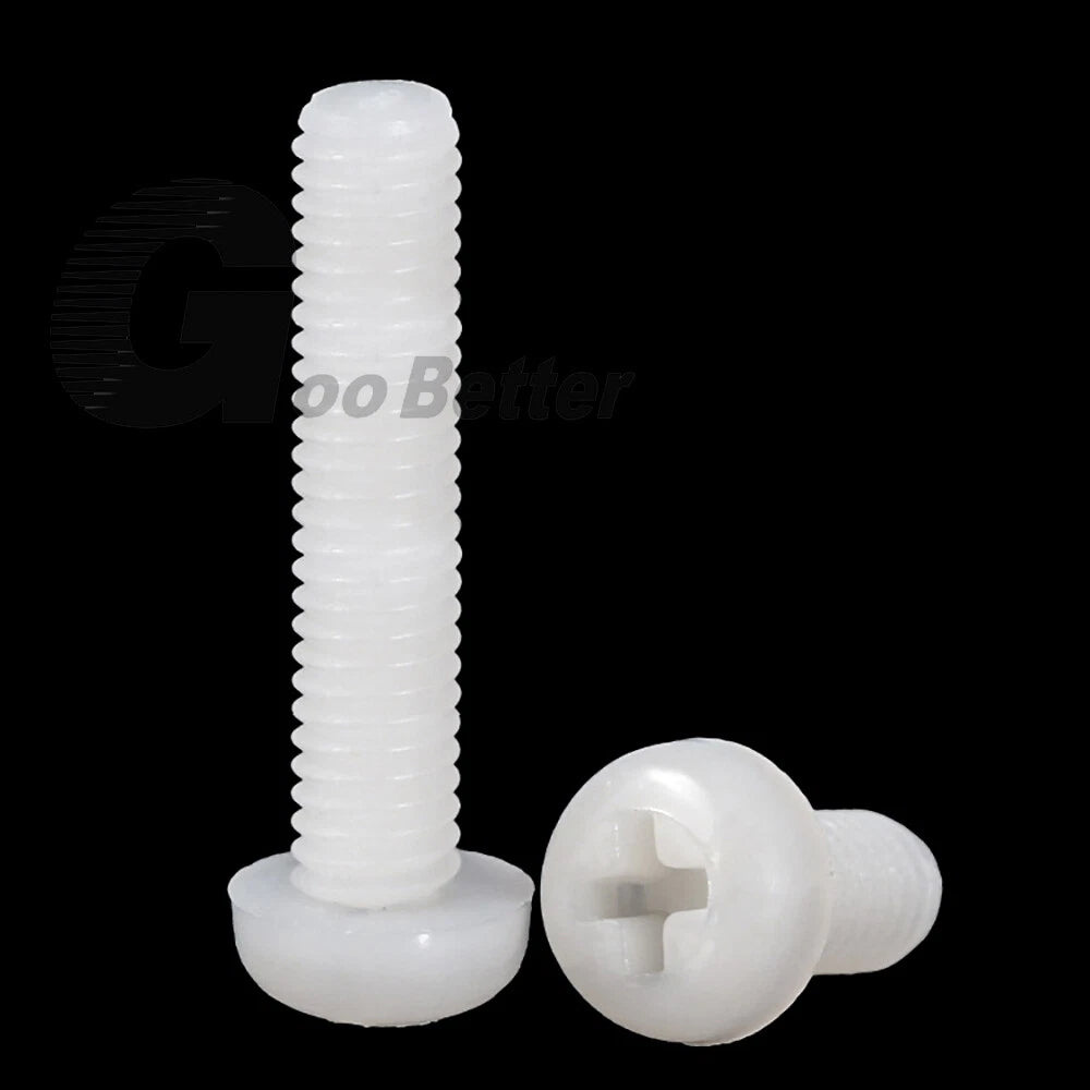 M8 Nylon Phillips Pan Head Screws Round Button Plastic Machine Bolts Fasteners