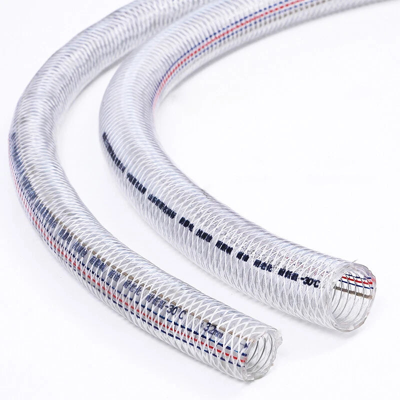 PVC Clear Flexible Reinforced Braided Hose — ID 10–102mm, 1M/2M/3M