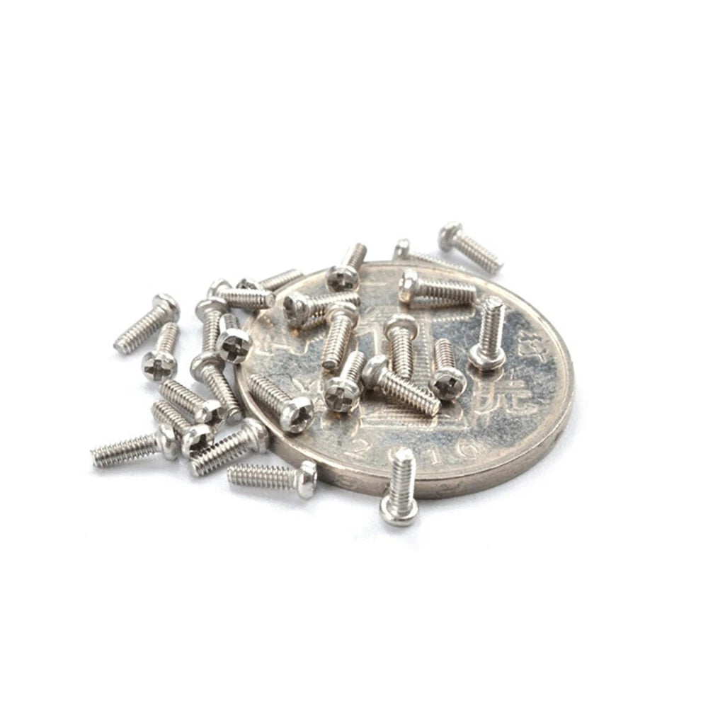 A2 Stainless Steel Pan Head Phillips Micro Machine Screws M1.0 M1.2 M1.4 M1.6 M2 M2.5 M3 M3.5 — 3mm to 120mm