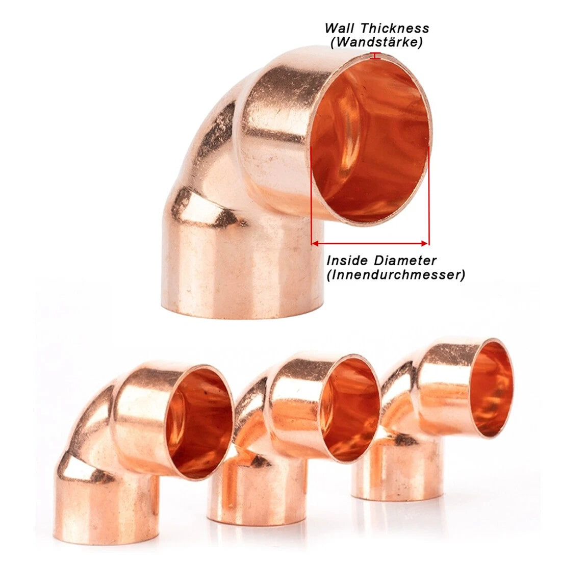 90° End Feed Elbow Copper Pipe Fitting | 6.35mm–159mm | Plumbing Bend