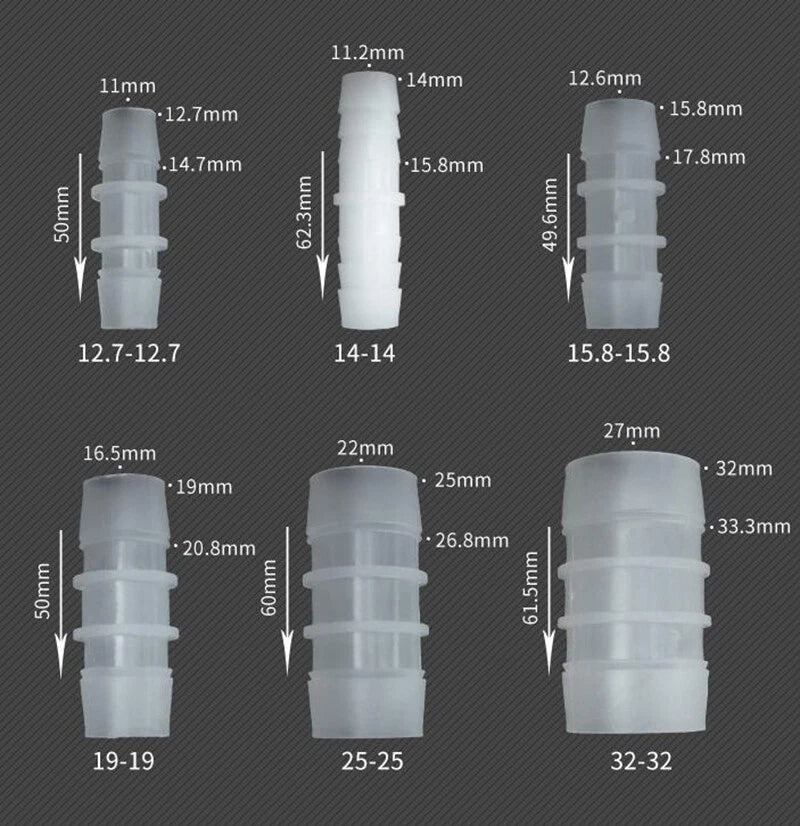 Straight Joiner Barbed Tubing Connector — Plastic Hose Coupler for Air & Water Lines 2.4–32mm