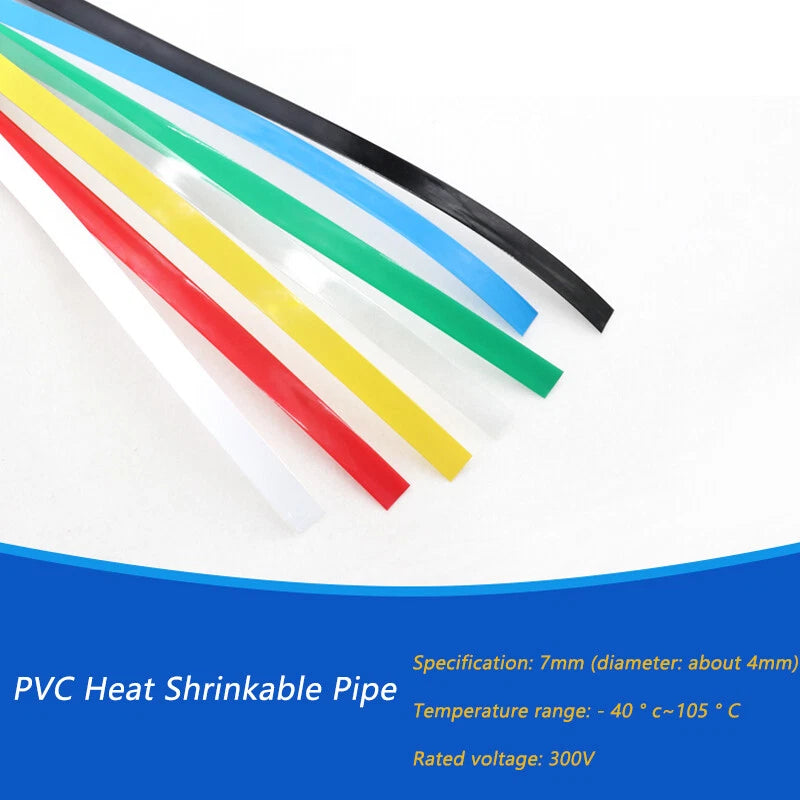 PVC Heat Shrink Tubing 2:1 Ratio – Flat Shrinkable Tube for Wire & Cable (7mm–23mm)
