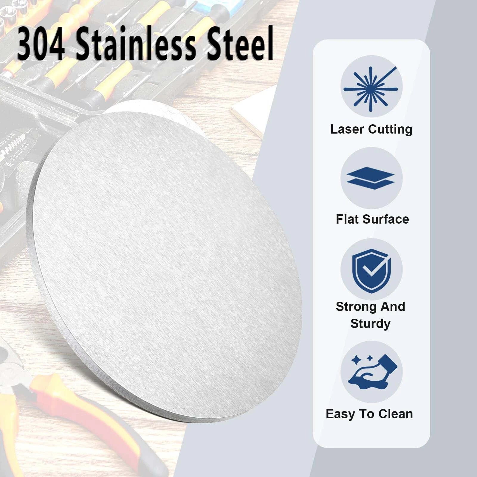 304 Stainless Steel Discs Round Sheet Metal Blanks OD 50-100mm Thick 0.5mm~5mm
