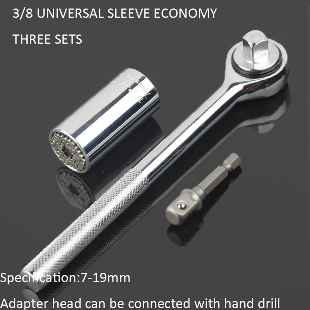 3/8 "1/2" Universal Socket Wrench Set Reversible Ratchet & Power Tool Adapter