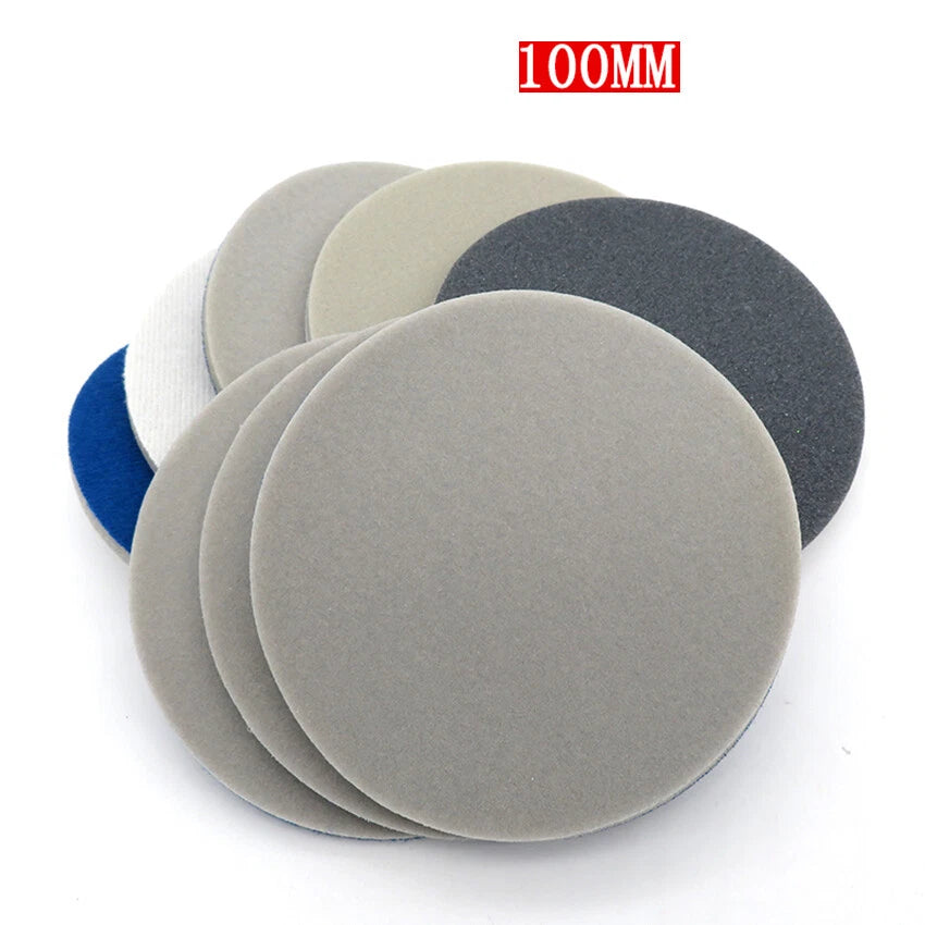 75mm 100mm Hook & Loop Sanding Pads Discs Wet Dry Foam Sponge Sandpaper All Grit