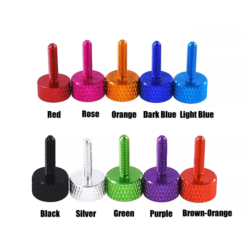 M3 Coloured Aluminium Knurled Thumb Screws Flat Head Hand Grip Bolt L:12mm-50mm