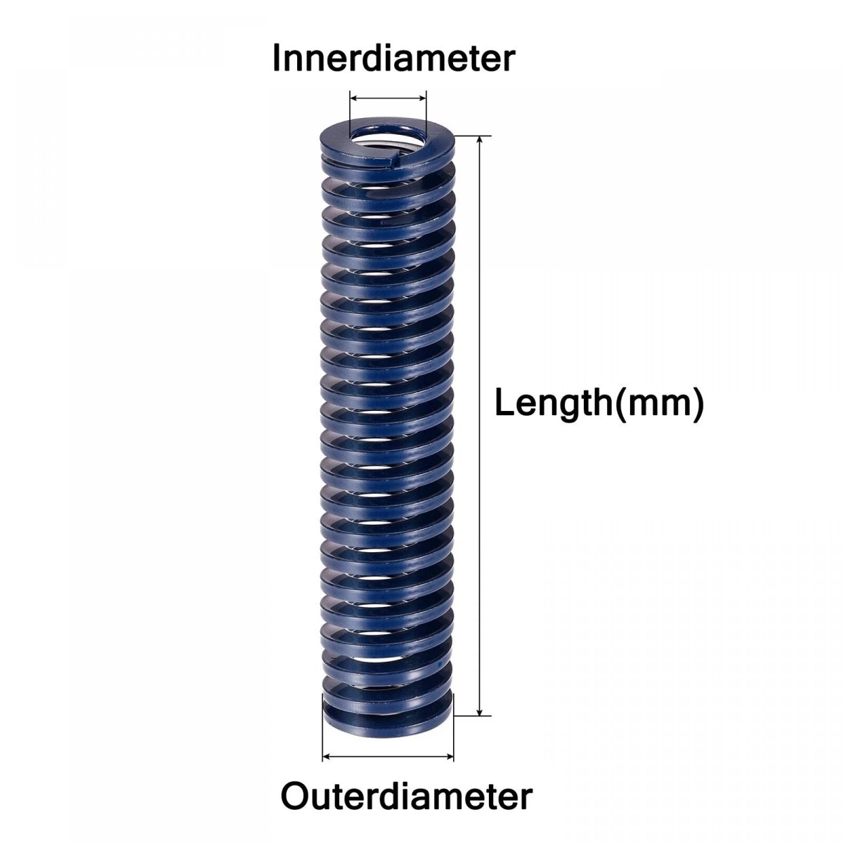 Blue Light load Compression Die Spring 30 - 40mm Diameter & Up To 300mm Long - HomeDIYer