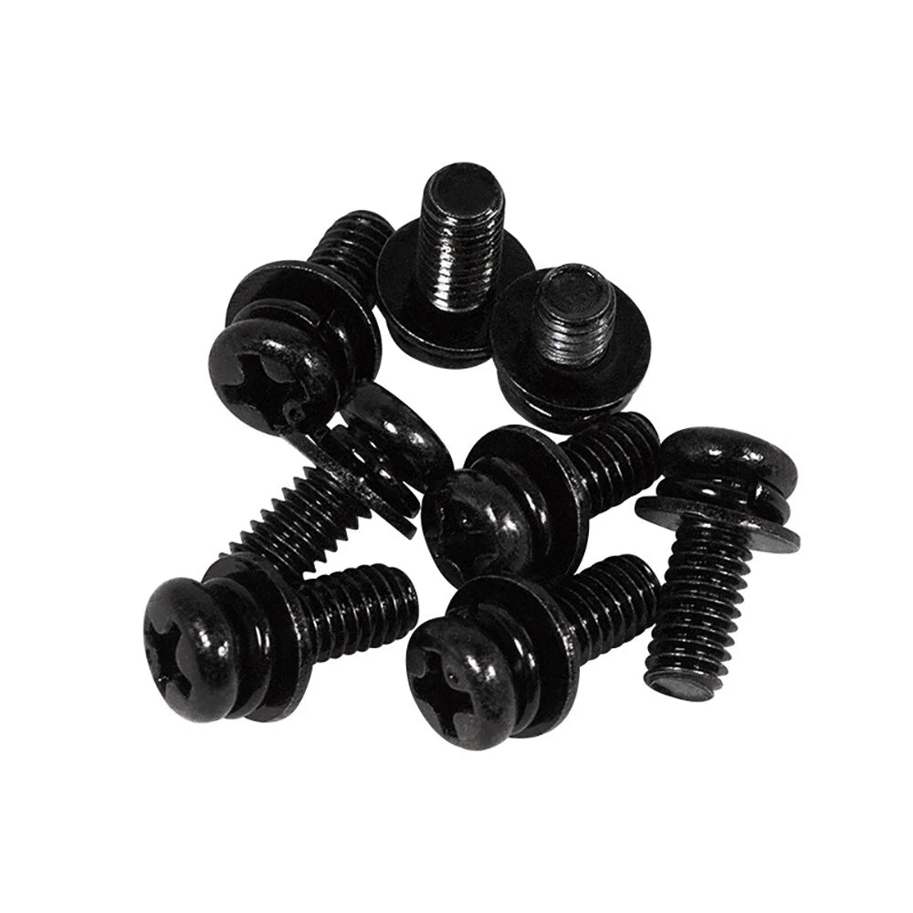 M2–M8 Black Phillips Pan Head Machine Screws with Flat Washers & Spring Washers