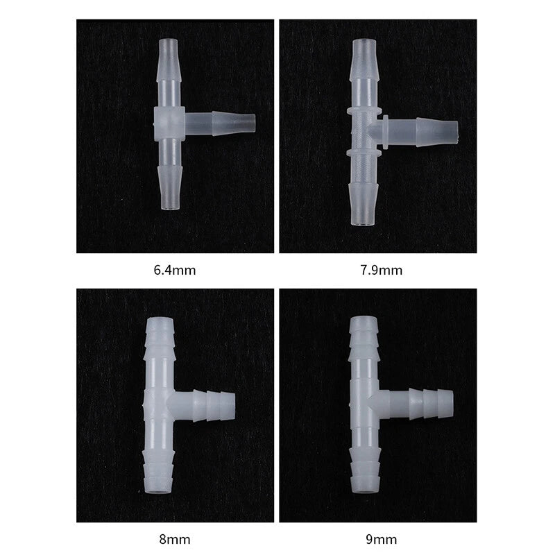 T-Type Barbed Hose Connector — Plastic Elbow Joiner for Air, Fuel & Water Lines