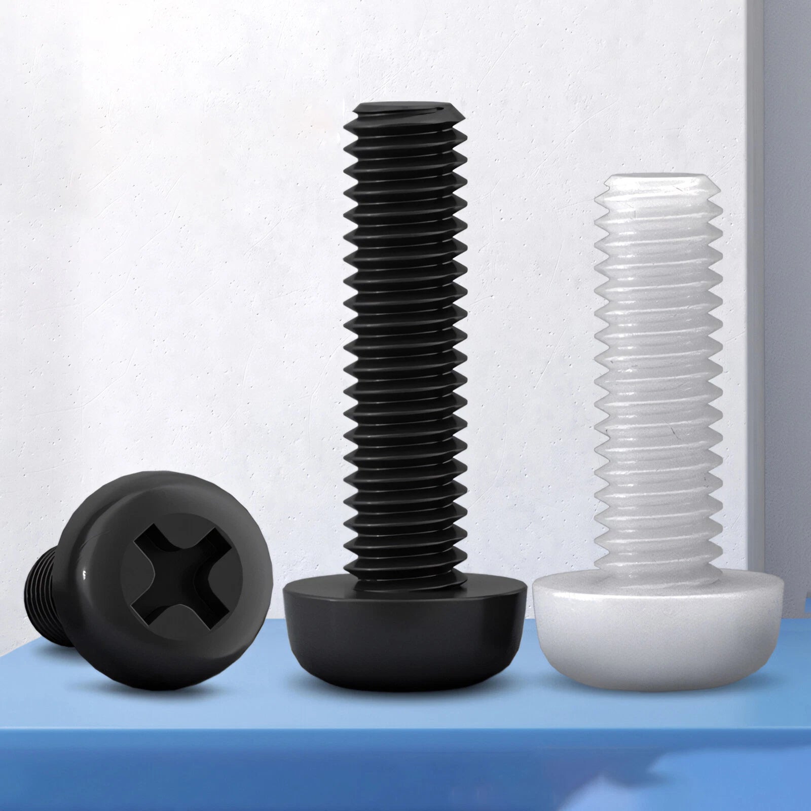 White/Black Nylon Phillips Machine Screws – M2 to M6, Plastic Round Pan Head Bolts