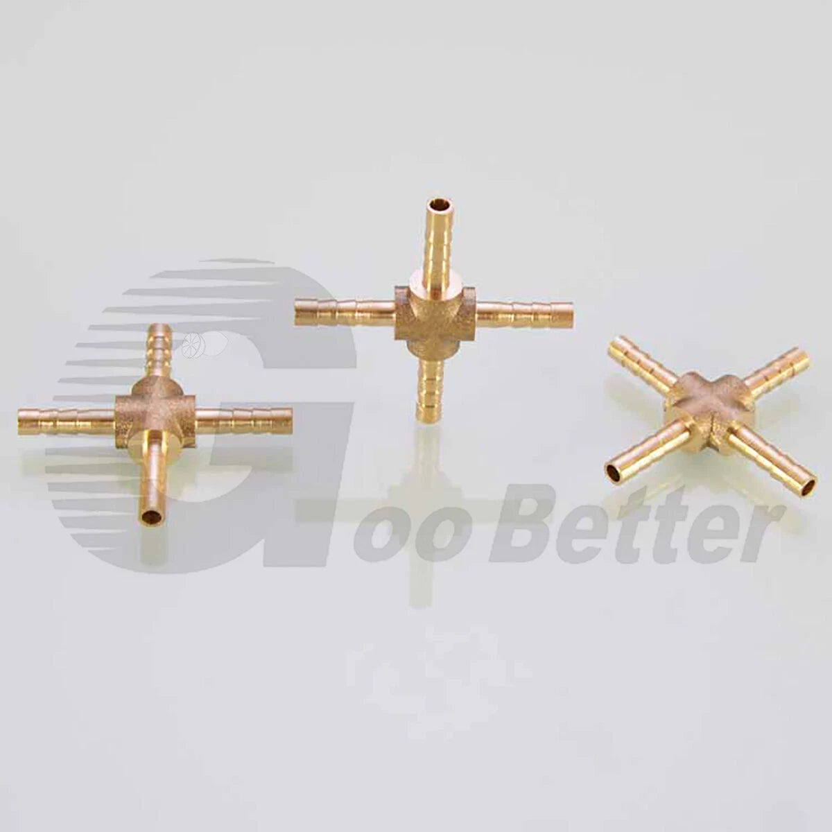 Brass Barbed Cross 4-Way Hose Fitting — 4mm to 19mm for Air, Water, Fuel & Gas