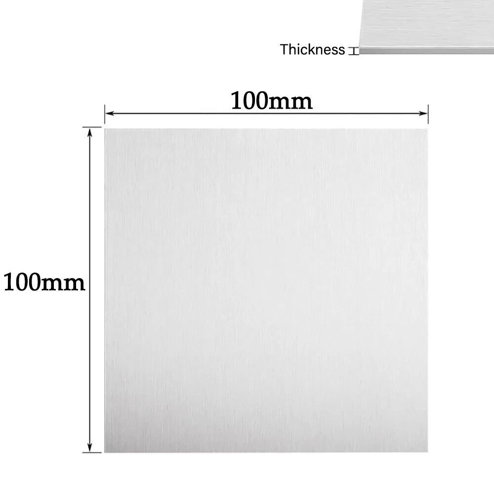 304 Stainless Steel Square Plate Thick 0.01-0.4mm Metal Polished Plate 100x100mm