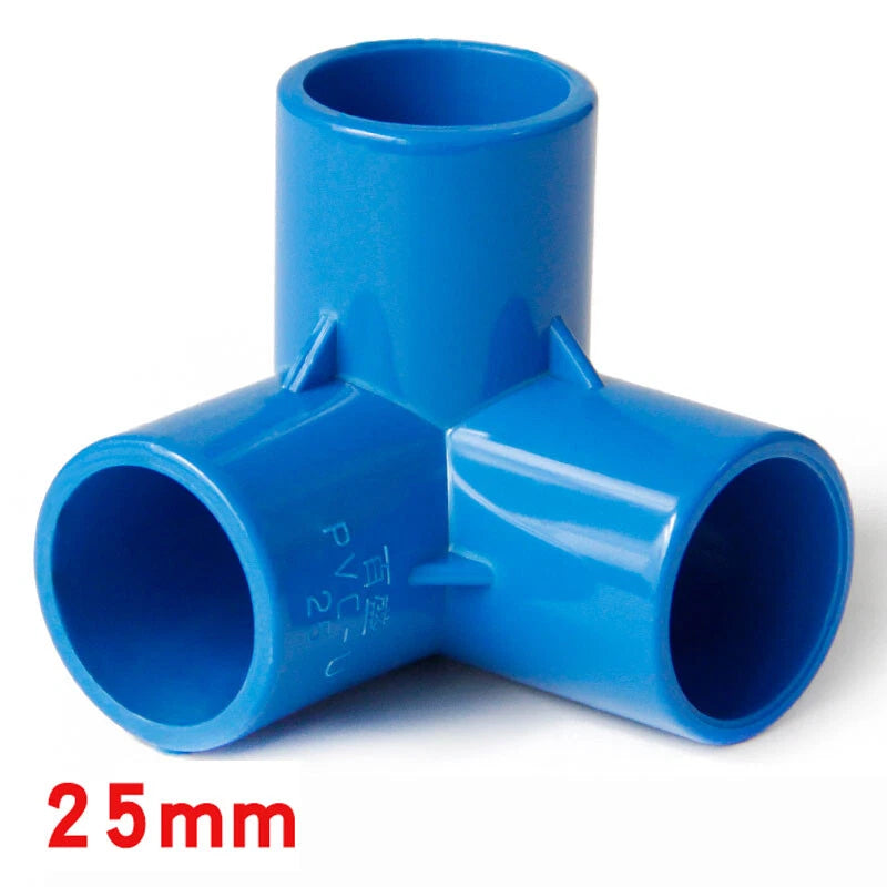 PVC 3-Way Blue Equal Connector Socket Pressure Pipe Fittings 20 25 32 40 50mm