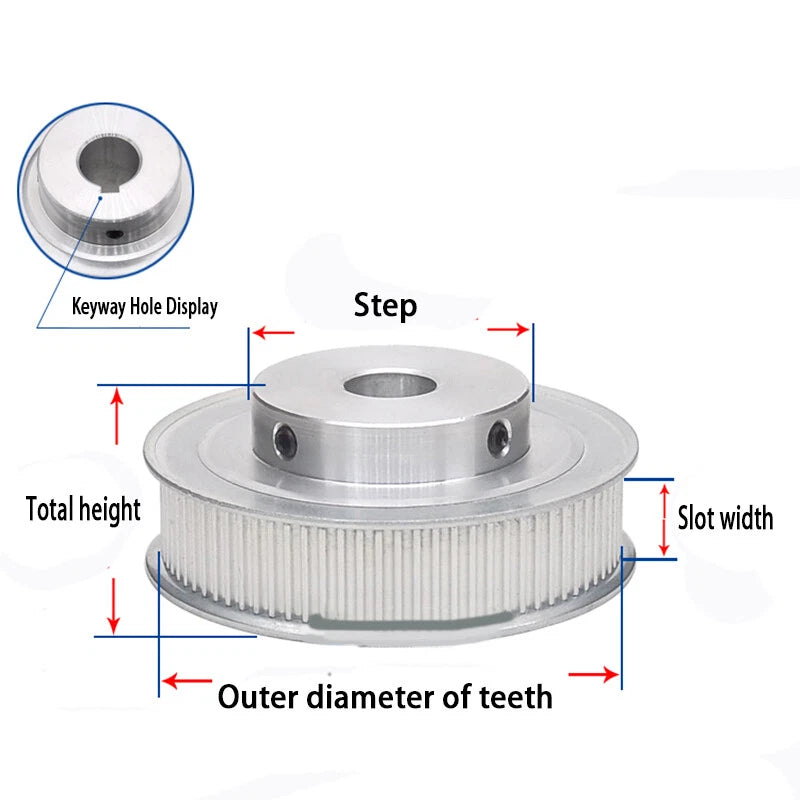 HTD 3M Timing Belt Pulley 12T-90T for 15mm Belt Reprap 3D Printer CNC Pitch 3mm