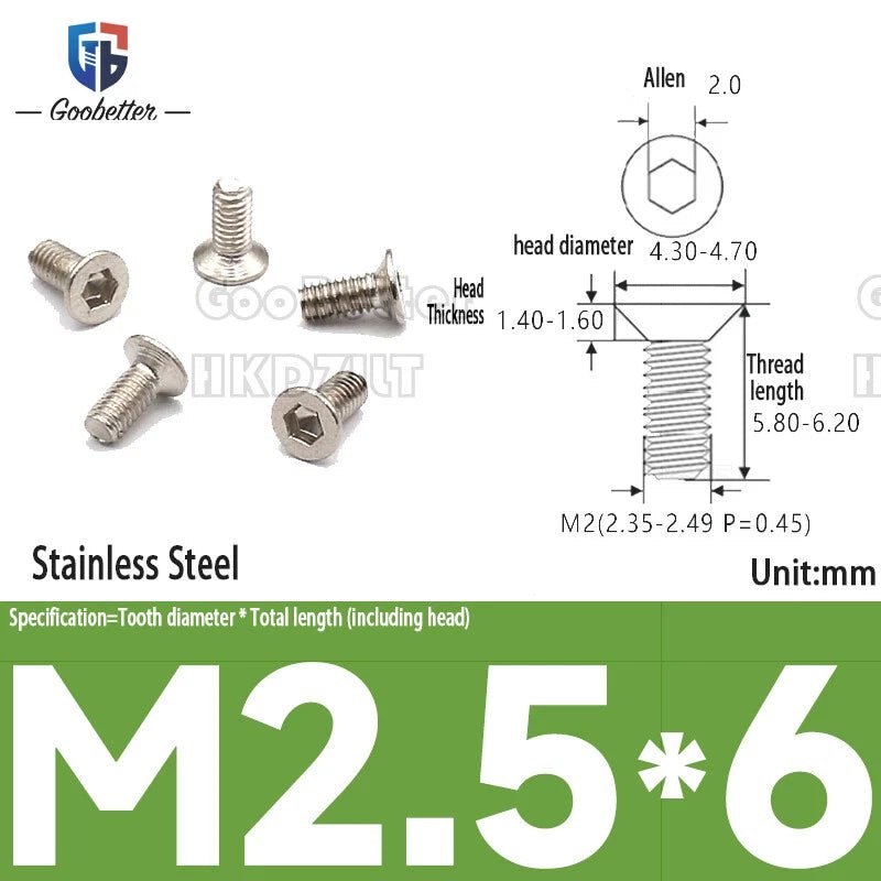 Hex Socket Flat Head Machine Screws M2–M5 — Allen Drive Countersunk, Multiple Finishes, 100 or 200 Pack - HomeDIYer