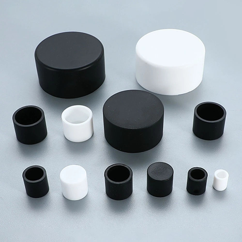 Silicone Rubber End Caps – 3mm to 80mm for Chair Legs, Screws, Tubes (Black / White)