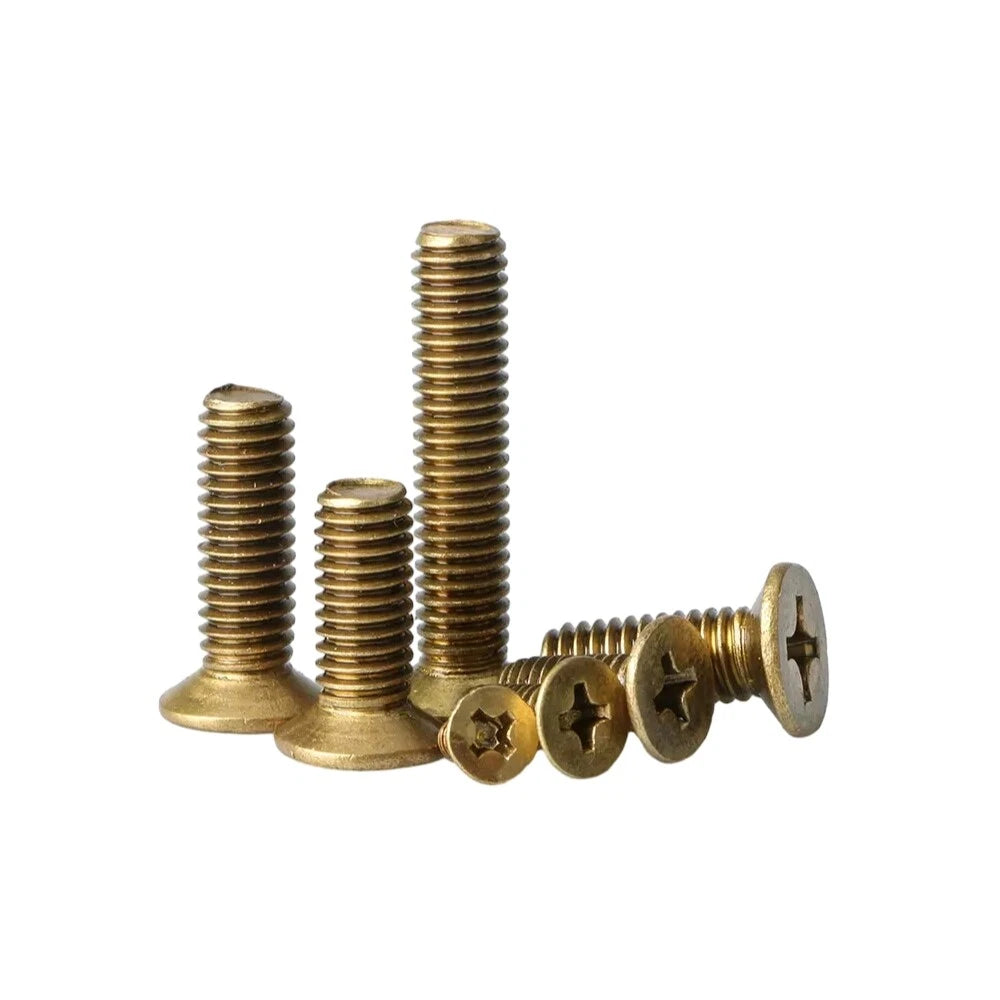 M2 M2.5 Brass Countersunk Phillips Machine Screws – Flat Head, 4mm to 12mm Lengths