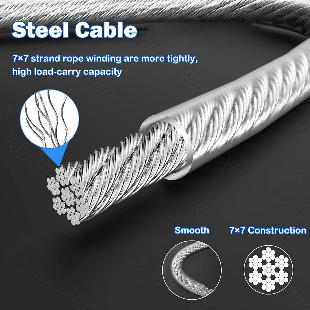 Dia 0.6mm-12mm Stainless Steel Wire Rope PVC Plastic Coated Metal Cable Rigging