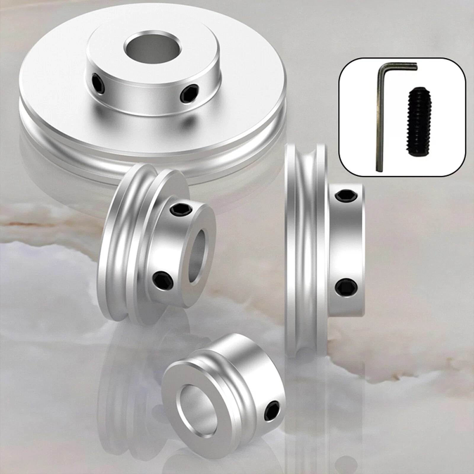 U Grooved Pulley PU Round Belt Pulleys Aluminum For 6/8mm Width Belt OD 20-80mm