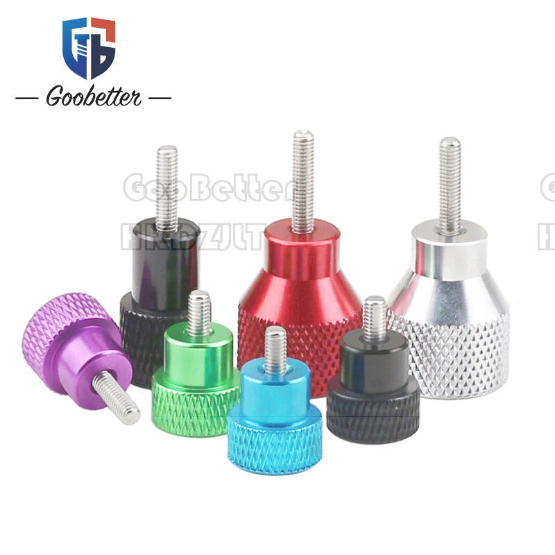 Knurled Thumb Screws M3 M4 | Hand Grip Knob Bolts | Aluminum Alloy | Red Black Silver