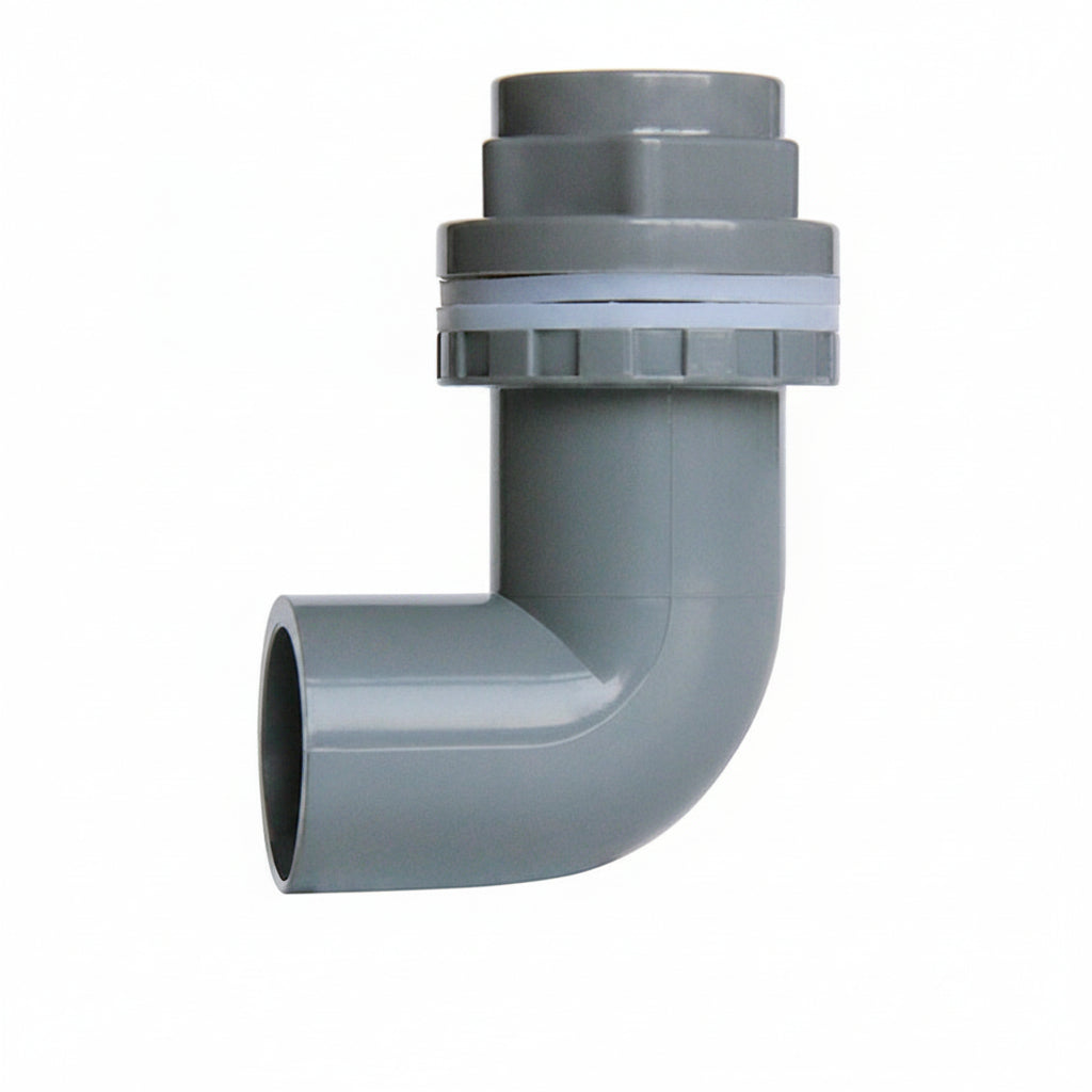 PVC Elbow 90° Pipe Fittings 20~50mm Tank Connector Bulkhead For Aquarium Grey