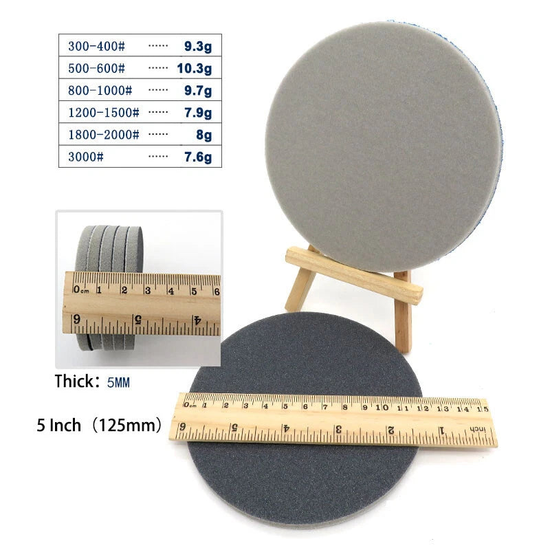 4" 5" 6" Wet Dry Sanding Pad Discs Hook&Loop Sponge Foam Sandpaper 300-3000 Grit