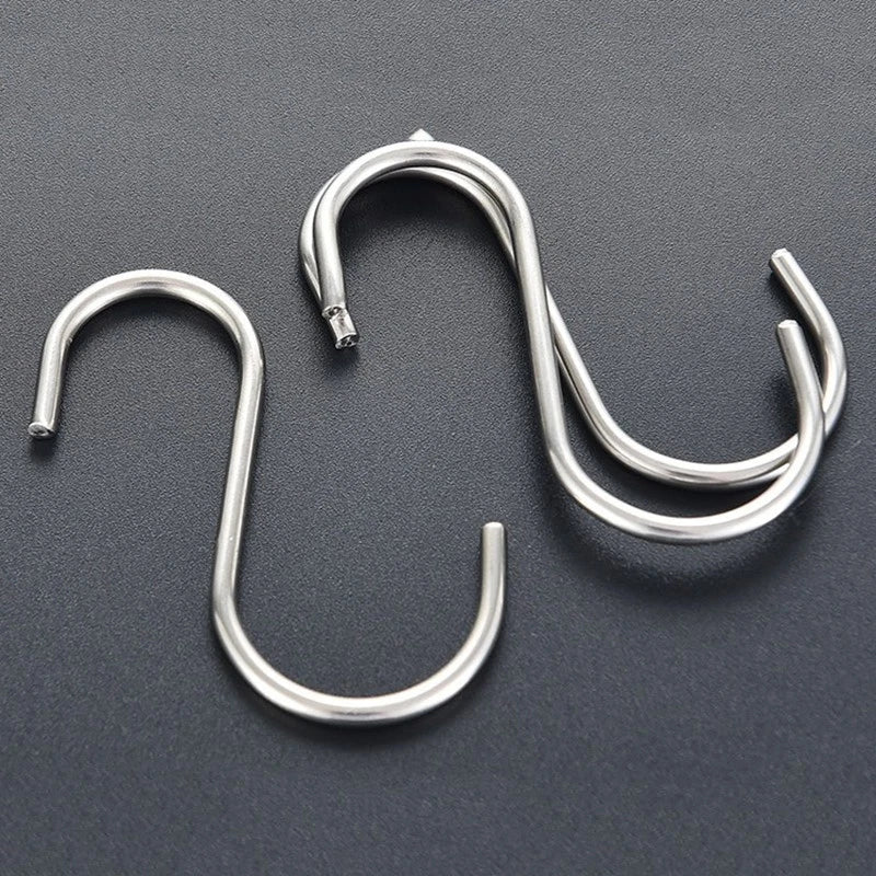 304 Stainless Steel Metal S Shaped Hooks Clothes Hanger for Kitchen Bathroom