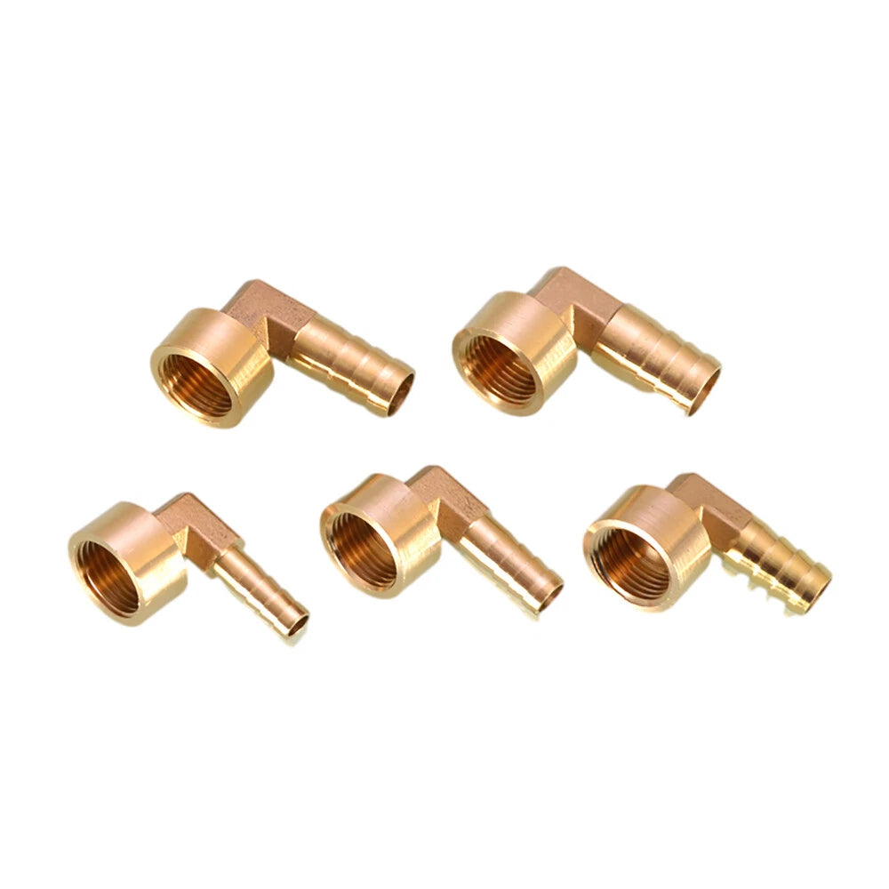 Brass 90° BSP Female Elbow with Barbed Hose Tail — 1/4", 3/8", 1/2" Pipe Fittings