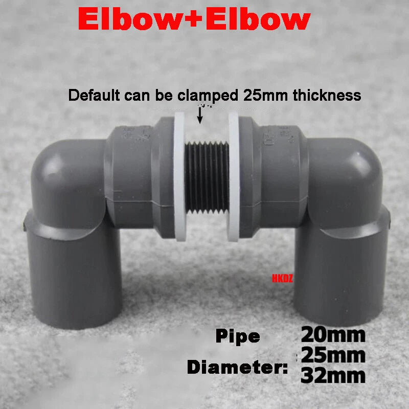 PVC Water Pipe Fish Tank Fittings Thread Straight Elbow Inlet Outlet Connector